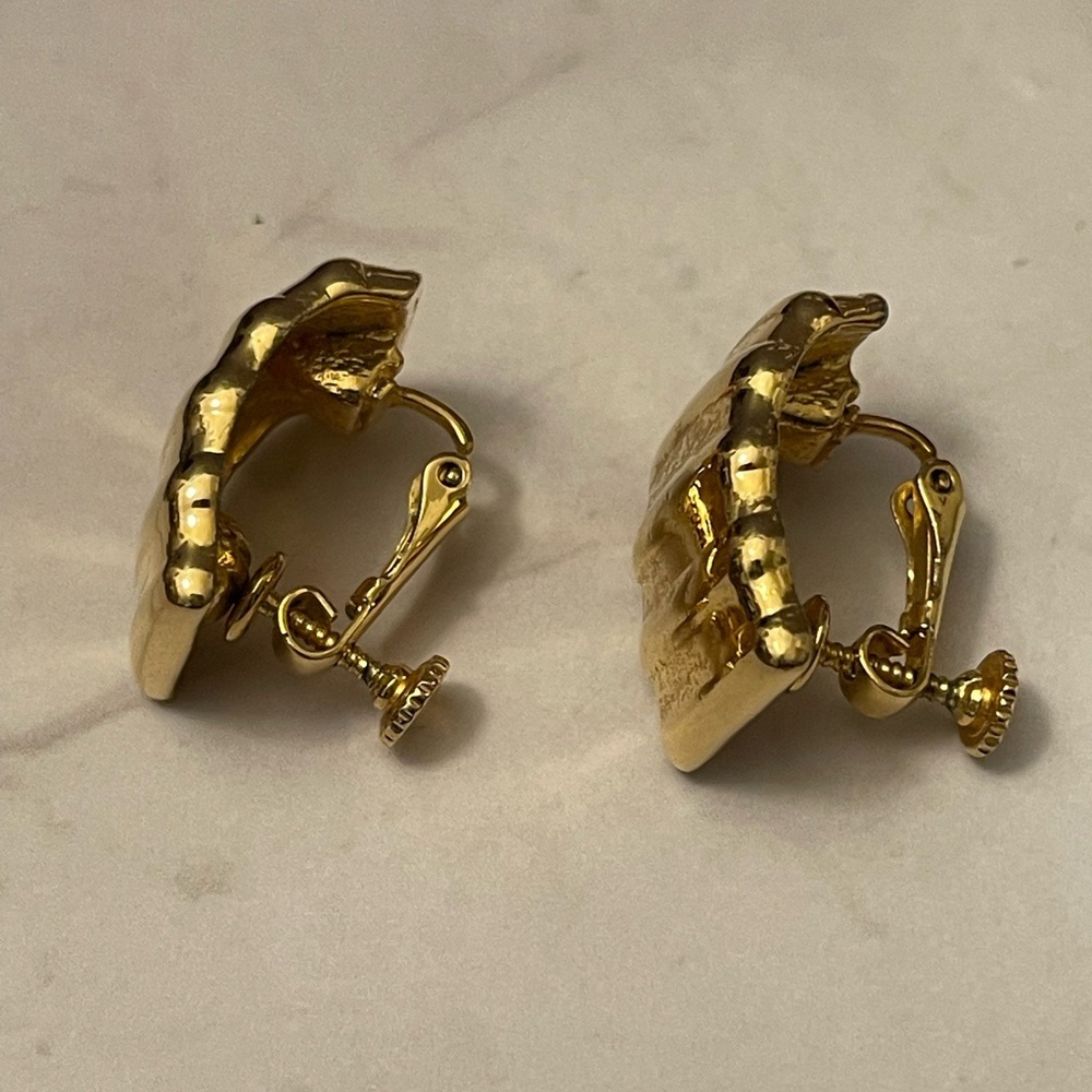 Napier Gold Screw Back Clip-On Earrings VTG - Picture 5 of 9